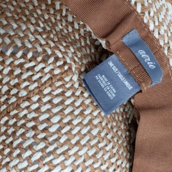 Aerie Paper Straw Beach Hat Big Floppy Neutral Summer Shade - Picture 8 of 13